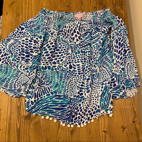 Lilly Pulitzer Nita Off The Shoulder Top fish - Picture 2 of 5